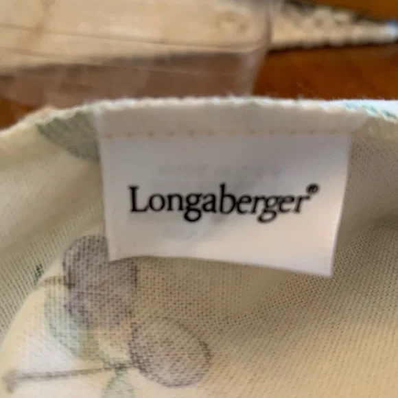 Longaberger Rectangle Hanging Basket with Leather Strap, Liner and Protector - Picture 9 of 10